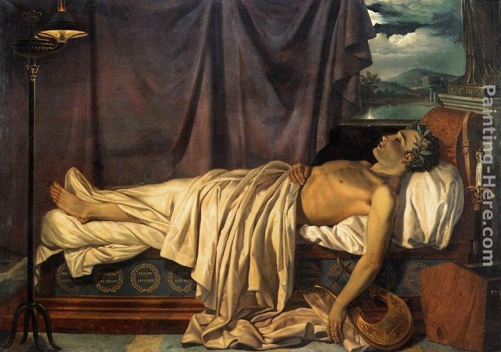 Joseph-Denis Odevaere Lord Byron on his Death-bed